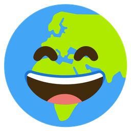 Globe showing Europe-Africa and Grinning face with smiling eyes