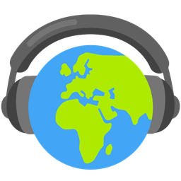 Globe showing Europe-Africa and Headphone