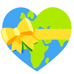 Globe showing Europe-Africa and Heart with ribbon