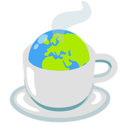 Globe showing Europe-Africa and Hot beverage