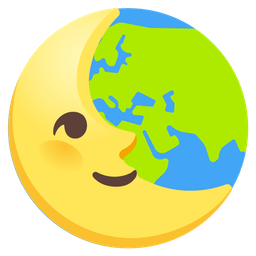 Globe showing Europe-Africa and Last quarter moon face