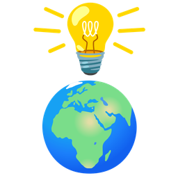 Globe showing Europe-Africa and Light bulb