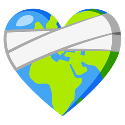 Globe showing Europe-Africa and Mending heart