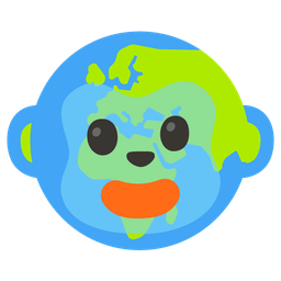 Globe showing Europe-Africa and Monkey face