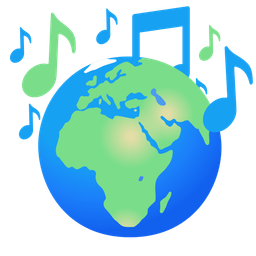 Globe showing Europe-Africa and Musical notes