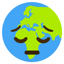 Globe showing Europe-Africa and Pensive face
