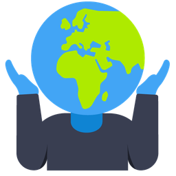 Globe showing Europe-Africa and Person shrugging