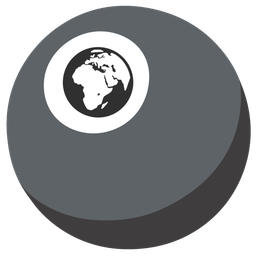 Globe showing Europe-Africa and Pool 8 ball