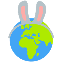 Globe showing Europe-Africa and Rabbit face