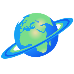 Globe showing Europe-Africa and Ringed planet