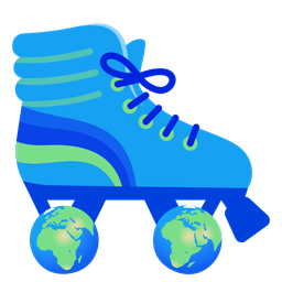 Globe showing Europe-Africa and Roller skate