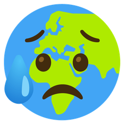 Globe showing Europe-Africa and Sad but relieved face