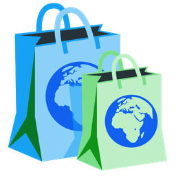 Globe showing Europe-Africa and Shopping bags