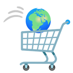 Globe showing Europe-Africa and Shopping cart