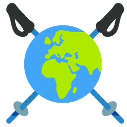 Globe showing Europe-Africa and Skis