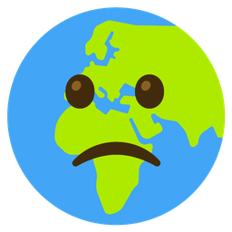 Globe showing Europe-Africa and Slightly frowning face