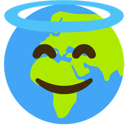 Globe showing Europe-Africa and Smiling face with halo