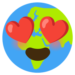 Globe showing Europe-Africa and Smiling face with heart-eyes