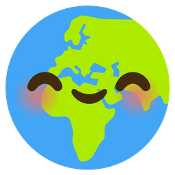 Globe showing Europe-Africa and Smiling face with smiling eyes