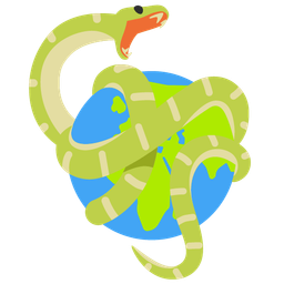 Globe showing Europe-Africa and Snake