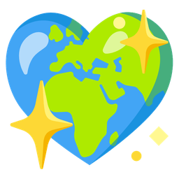 Globe showing Europe-Africa and Sparkling heart