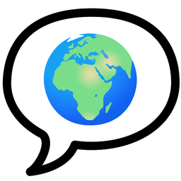 Globe showing Europe-Africa and Speech balloon