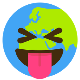 Globe showing Europe-Africa and Squinting face with tongue