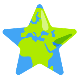 Globe showing Europe-Africa and Star