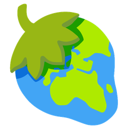 Globe showing Europe-Africa and Strawberry