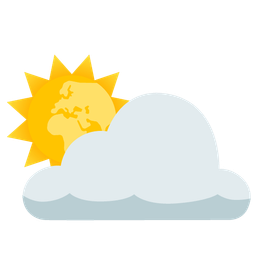 Globe showing Europe-Africa and Sun behind cloud