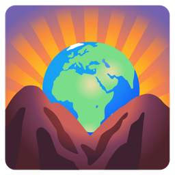 Globe showing Europe-Africa and Sunrise over mountains