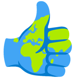 Globe showing Europe-Africa and Thumbs up