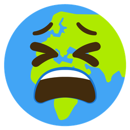 Globe showing Europe-Africa and Tired face