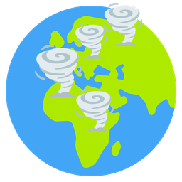 Globe showing Europe-Africa and Tornado