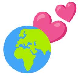 Globe showing Europe-Africa and Two hearts