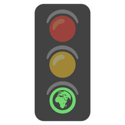 Globe showing Europe-Africa and Vertical traffic light