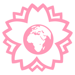 Globe showing Europe-Africa and White flower