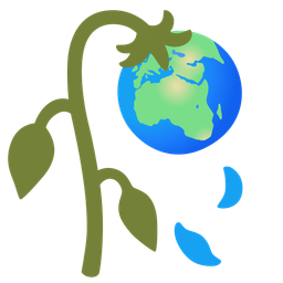 Globe showing Europe-Africa and Wilted flower