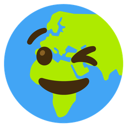 Globe showing Europe-Africa and Winking face