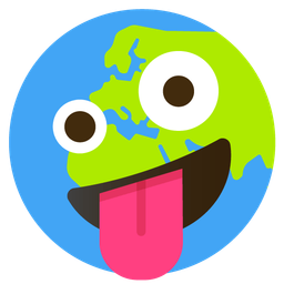 Globe showing Europe-Africa and Zany face