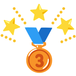 glowing star and 3rd place medal