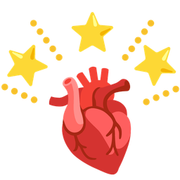 glowing star and anatomical heart