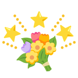 glowing star and bouquet