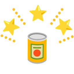 glowing star and canned food