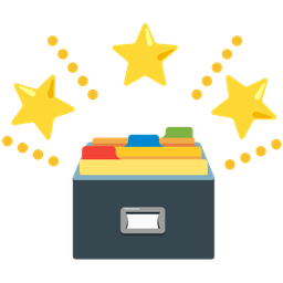 glowing star and card file box