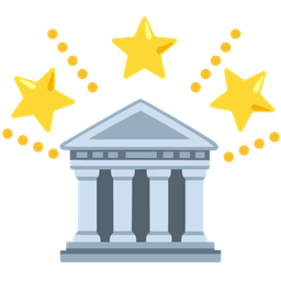 glowing star and classical building