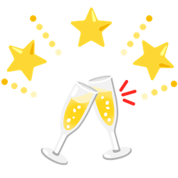 glowing star and clinking glasses