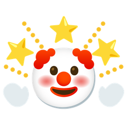 glowing star and clown face