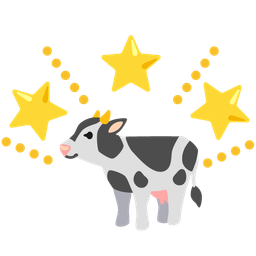 glowing star and cow face