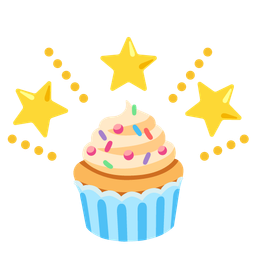 glowing star and cupcake
